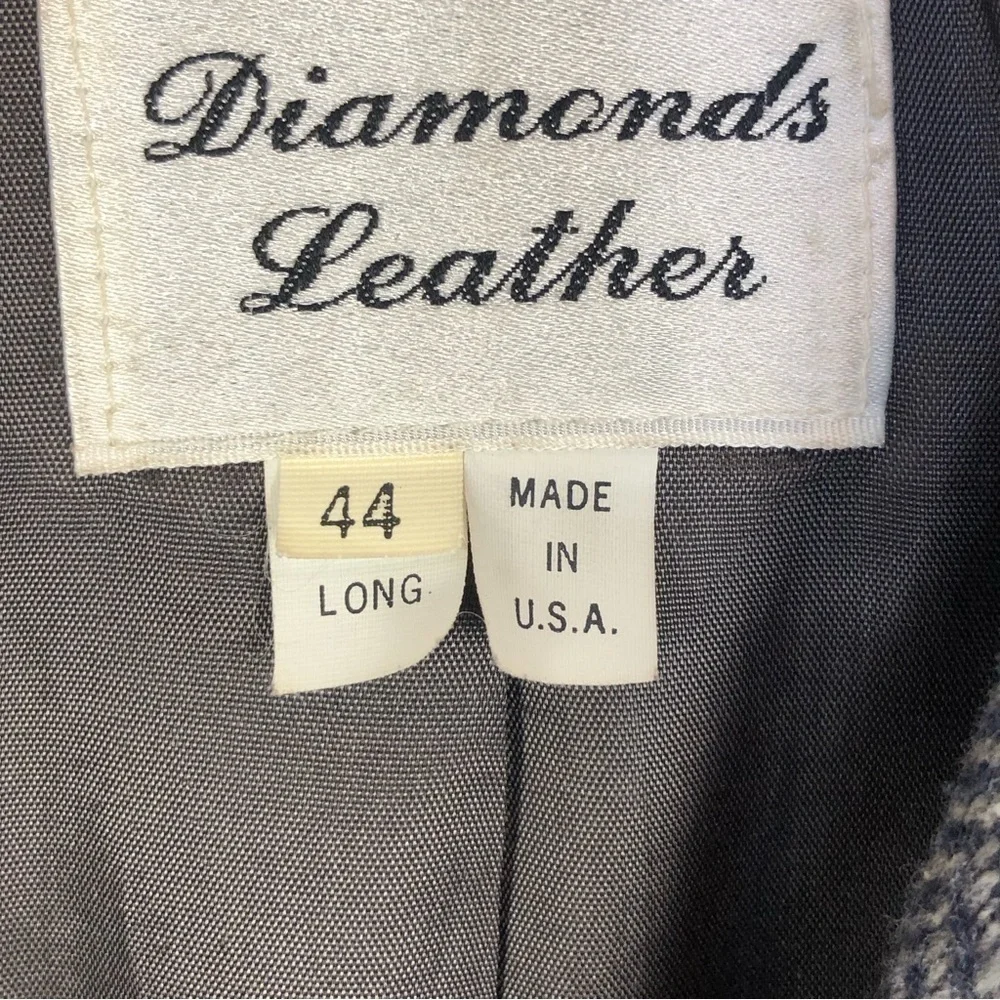 VINTAGE grey herringbone sports jacket leather elbow patches single breasted 44